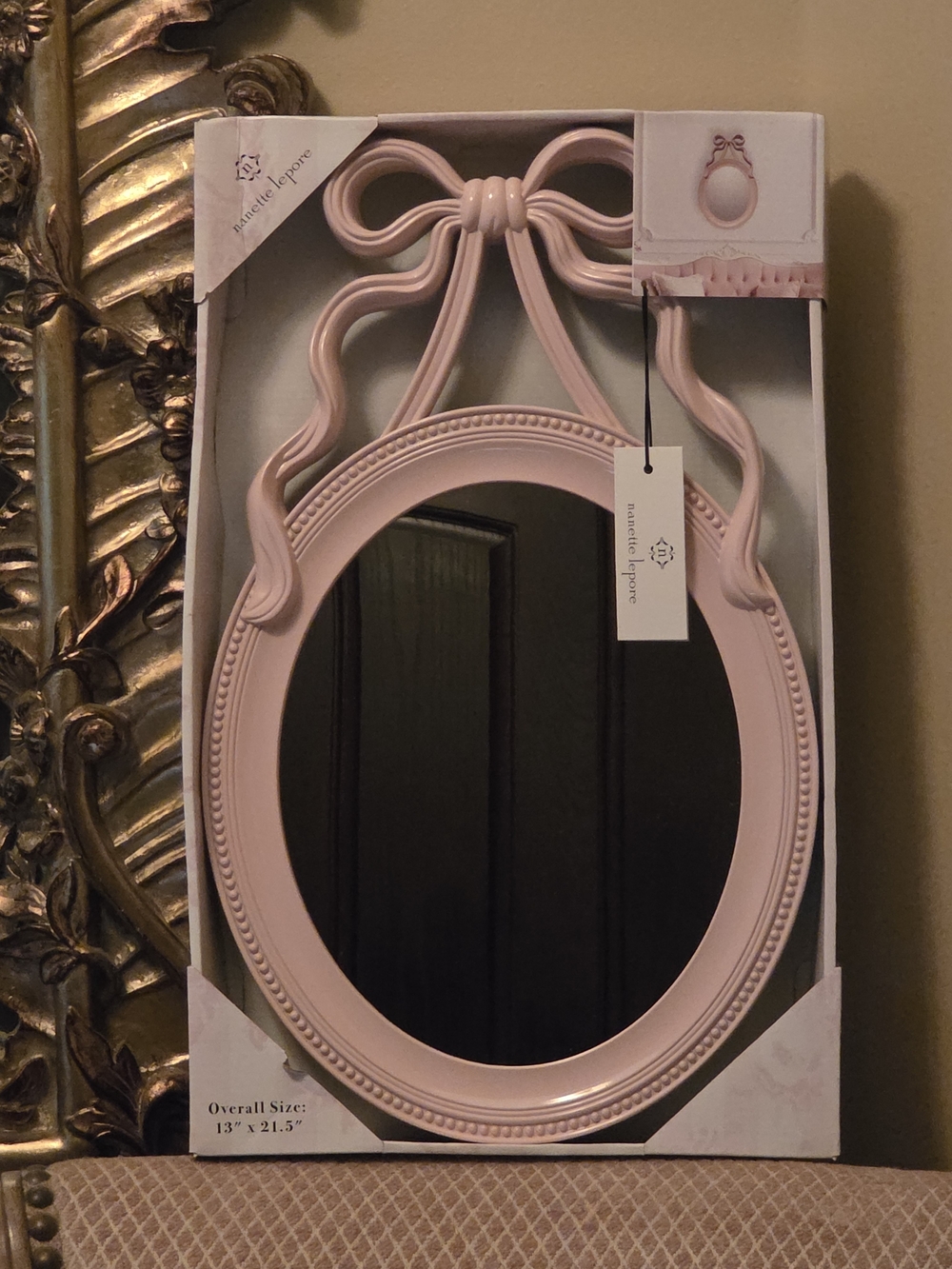 Pink Decorative Oval Wall Mirror by Nanette Lepore